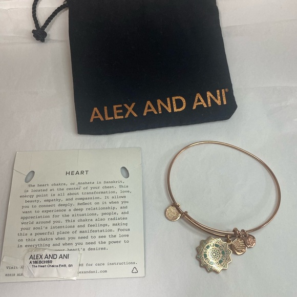 🔴⬇️ ALEX AND ANI gold tone heart chakra bracelet ❤️ good energy ✨ - Picture 2 of 2